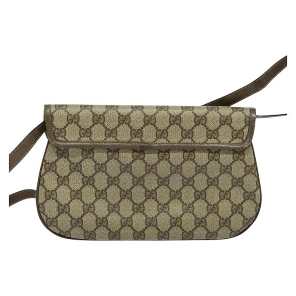 GUCCI GG Supreme Web Sherry Line Bag PVC Beige Gold - Picture 3 of 16